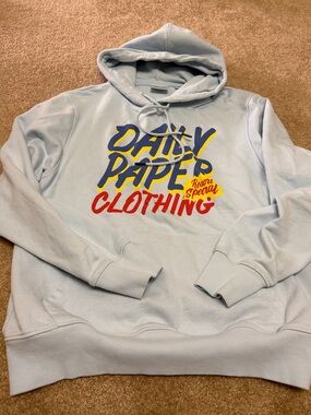 Daily Paper Light Blue Hoodie with Yellow & Red Logo